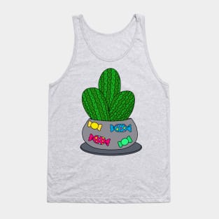 Cute Cactus Design #121: Cacti In A Trick Or Treat Halloween Pot Tank Top